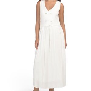 WHITE CLOSET Linen Blend Vest Top Maxi Dress